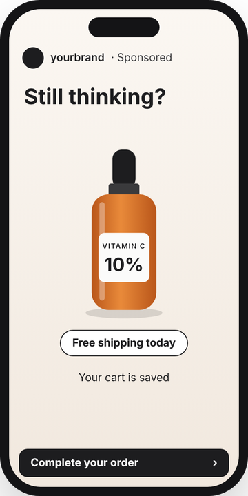 Retargeting ad reminding a shopper their cart is saved